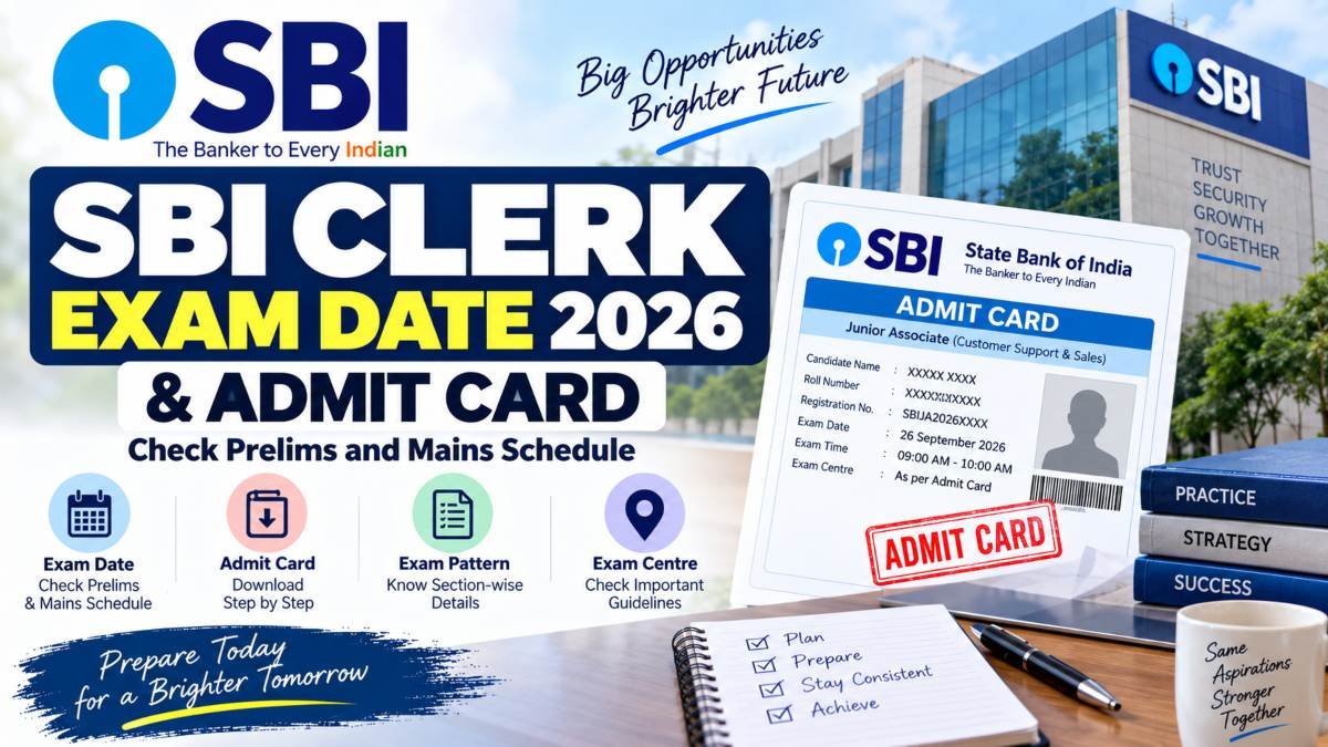SBI Clerk Exam Date 2026 Admit Card